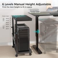 Support PC Moderne en Métal, Chariot pour Ordinateur, Support Tour à 2 Niveaux Extensible et Réglable en Hauteur pour Boîtier ATX et Imprimante