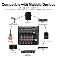 Console de mixage audio professionnelle 8 canaux avec lecteur MP3 USB, alimentation fantôme 48V, mixage sonore DJ pour scène, studio, DJ, streaming