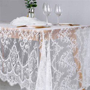 Nappe de <span class=keywords><strong>table</strong></span> Vintage en dentelle blanche, linge de soie à motif Floral, pour fête de mariage, 60x121 pouces - Product Image 2