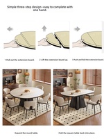 Table à manger et chaises en pierre frittée de style italien minimaliste, luxe léger, entièrement extensible, résistante à la chaleur, double usage, carrée