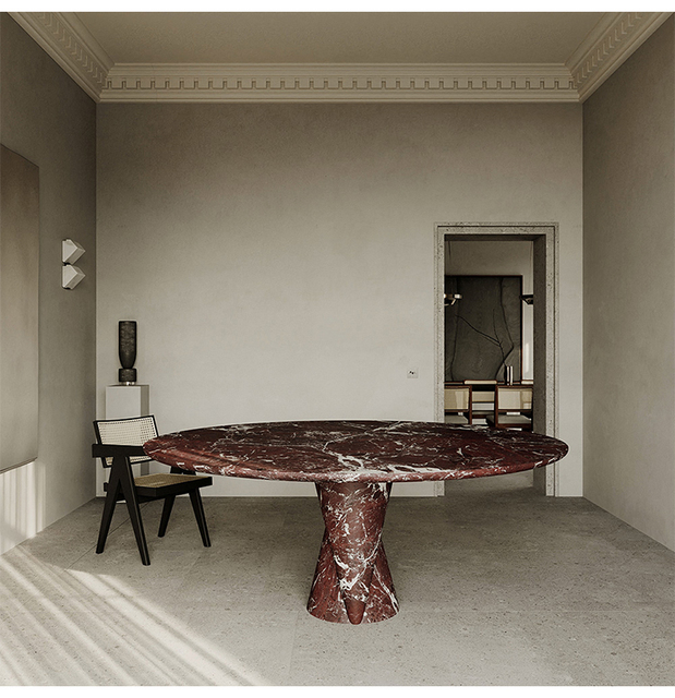 Rosso Levanto Dining Table Natural Marble Dining Table for Villa Home Furniture Red Marble
