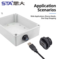 Conector USB 3.0 OEM ODM con Bloqueo de Bayoneta, Impermeable IP67, Rosca UNEF de 1''20, Macho a Hembra, Montaje en Panel Trasero, Conector PCB, Cable de PVC de 0.3/0.5/1/2M