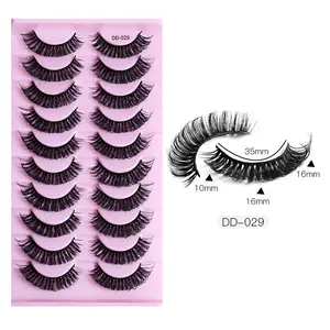 M049 10 pairs of chemical fiber D qu thick curl warped planting grafting natural false eyelash extension lashes