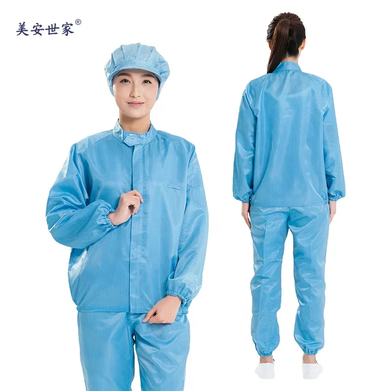 Lacivert ucuz yıkanabilir polyester ESD ceket ceket antistatik iş kıyafeti