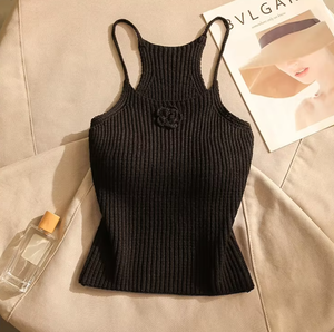 Annshine Sexy Girl Bow Collar Sweet Knitted Camisole Women's Slim-fit Short Style Crop Top Summer Vest - Product Image 4