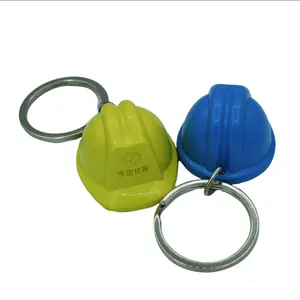 Bán buôn Logo móc chìa khóa mũ cứng keyrings xây dựng Mini Mũ bảo hiểm Keychain an toàn kim loại