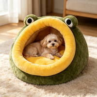 Lit pour animaux de compagnie en forme de grenouille, nouveauté, pour chats, nid pour chatons semi-fermé et chaud pour l'hiver, lit pour chien en peluche durable en forme d'animal