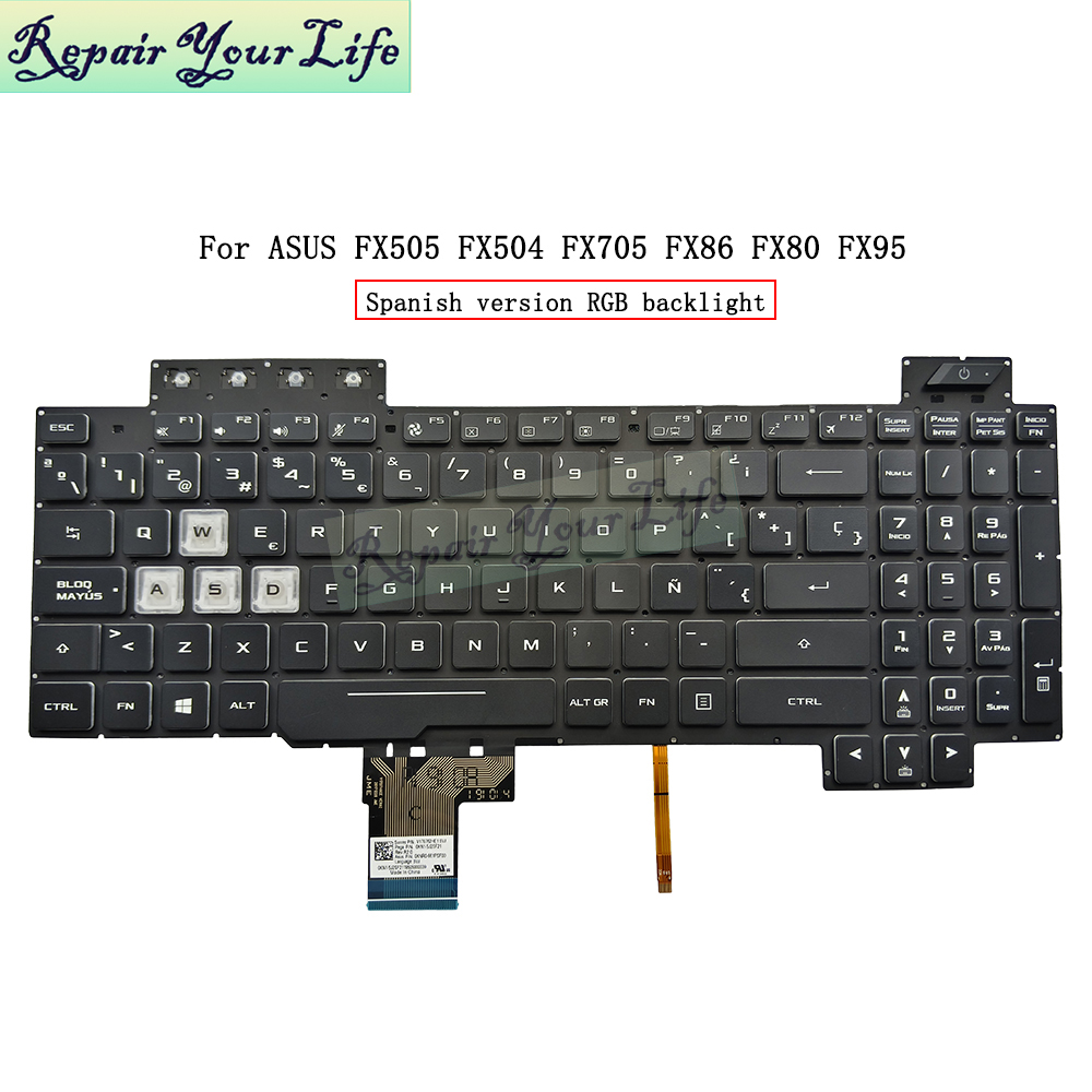 PAEBAI+ Clavier de rechange rétroéclairé pour ordinateur portable Asus TUF Gaming FX505 FX505DD FX505DV FX505DU FX505DY FX505GD FX505GE FX505GM FX505GT FX504 FX705 FX80 US Clavier Blanc