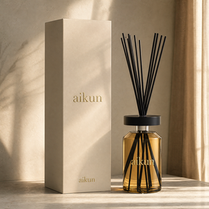 Aikun Large Capacity Clear Glass Amber Oil Black Collar Reed <b>Diffuser</b> Set with Multiple Black Sticks and Protective Gift Box - Product Image 1