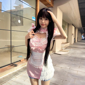 New Chinese Style Maid Cheongsam Dress Pink Spring 2025 Cosplay Costume For Anime Role Play Games Drama Yangko - Product Image 2