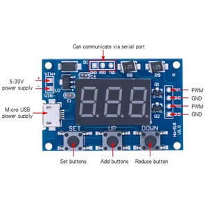 Générateur de signal PWM réglable 2 canaux Micro USB DC, module de fréquence d'impulsion à cycle de travail, affichage numérique LED, tube, DC 5V 12V 24V DIY - Product Image 2