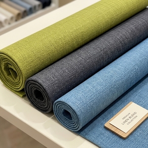 Tissu en polyester 100% de qualité supérieure, effet lin froissé, texture tissée, 150g, pour vêtements printemps-été - Product Image 1