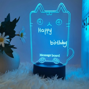 Bloc-notes acrylique créatif 3D LED DIY en gros avec veilleuse et tableau de messages réinscriptible - Product Image 4