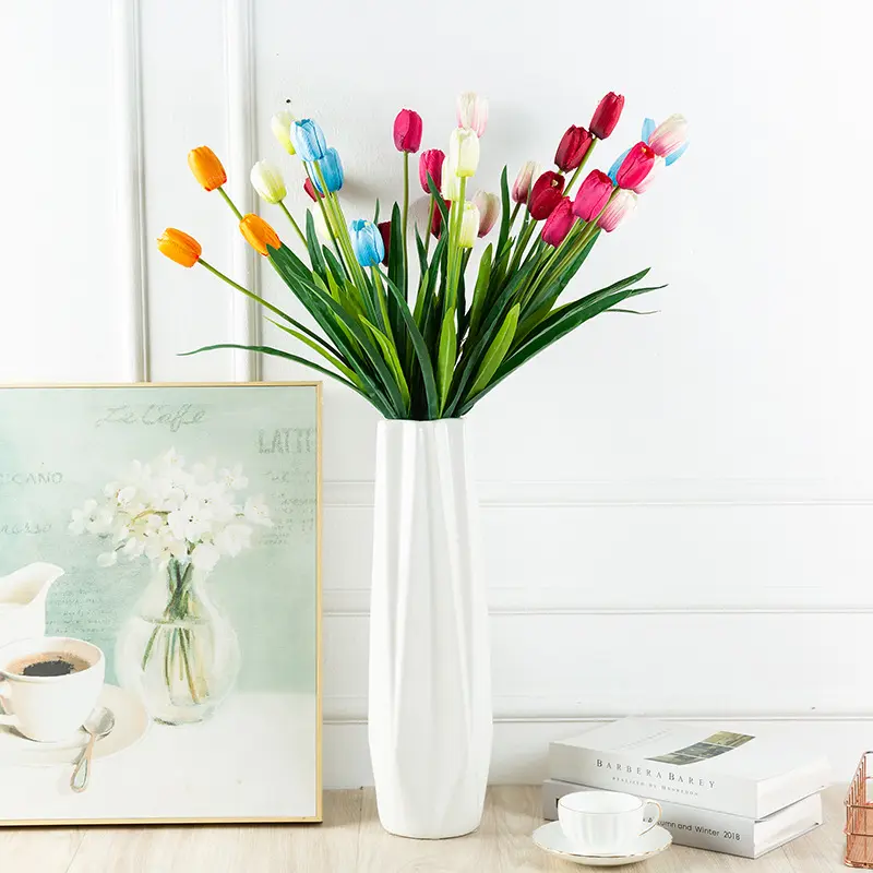 2024 New Mini Three-Headed Tulip Artificial Flower Home Decoration Flower
