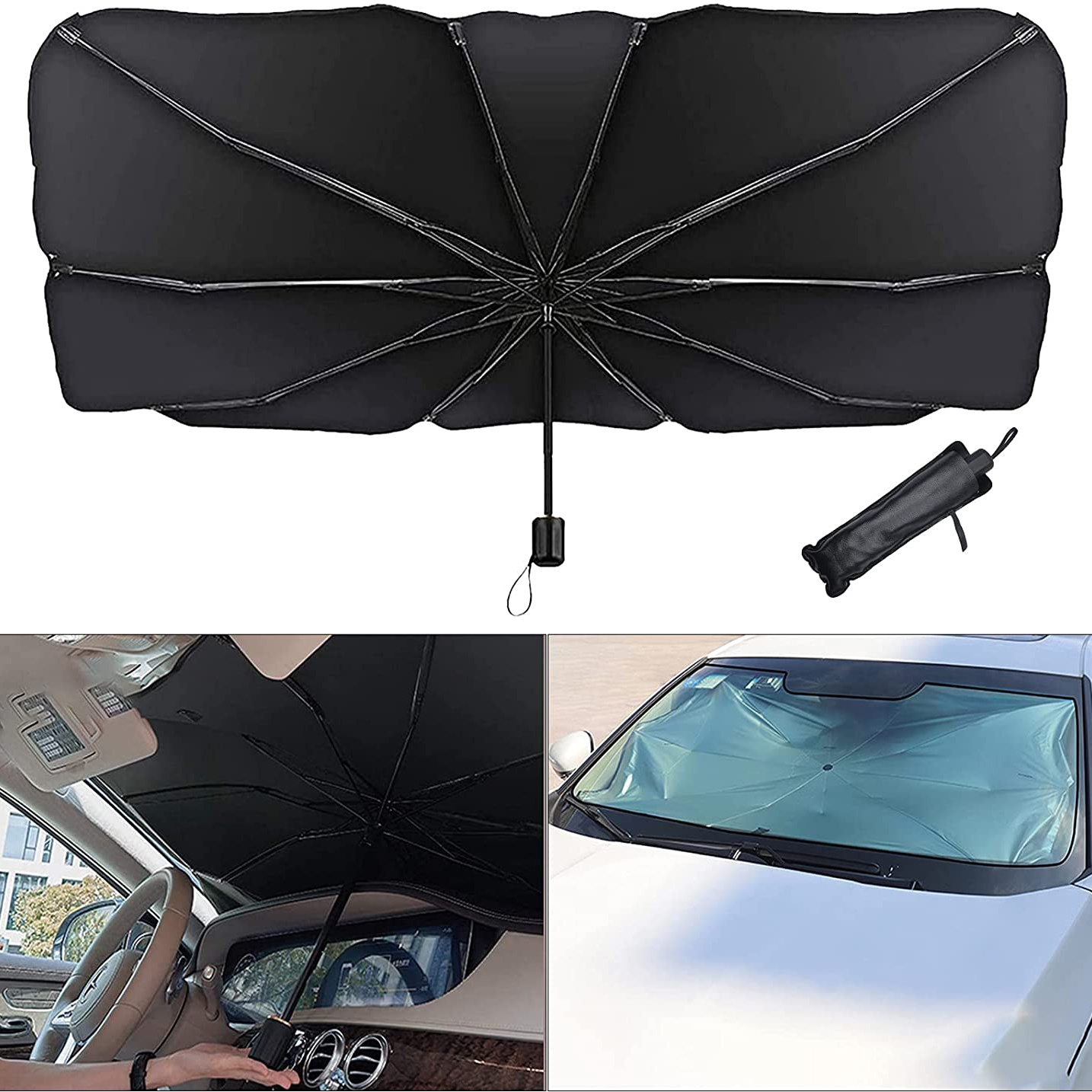汽车挡风玻璃遮阳伞,阻挡紫外线反射可折叠汽车前窗伞阻挡汽车卡车的