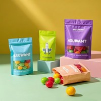 Op maat bedrukte, vochtbestendige, hersluitbare staande pouch met transparant venster, voedselveilige kunststof verpakking voor huisdierenvoer en sushi
