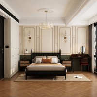 Meuble de cuisine néoclassique français sur mesure OEM ODM, blanc crème, porte vitrée cintrée, quincaillerie dorée, conception pour toute la maison