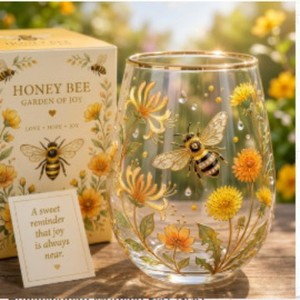 Nuovo Bicchiere da Whisky con Motivo a Fiori d'Api, Design Semplice, Vetro Borosilicato Lavorato con Cura, Perfetto come Regalo - Product Image 3