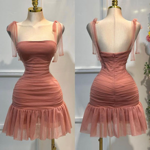 Mini Abito Estivo da Donna Personalizzato OEM, Scollo a Cuore, Spalline Sottili, Orlo Arricciato, Stampa Floreale, Senza Schienale per Feste - Product Image 4