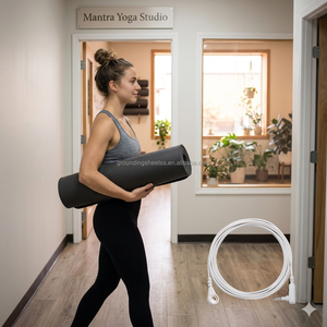 Tapis de yoga antidérapant 5 mm en TPE conducteur pour la méditation et le fitness - Product Image 1