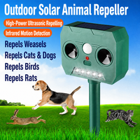 Répulsif solaire rechargeable pour animaux, à infrarouge, avec flash LED et ultrasons, pour jardin, cour et ferme
