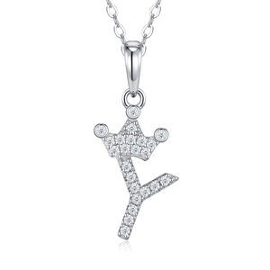 Collar con Colgante de Letra Y, Plata de Ley S925, Moissanita, Collar con Dije Personalizable con Nombre, Joyería de Moda, Collar con Letra - Product Image 1