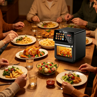Friteuse à air verticale 15L avec fenêtre de visualisation en verre transparent, panneau tactile intelligent, circulation d'air chaud uniforme, protection contre la surchauffe