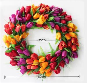 New Design Customized Artificial Silk Tulip <strong>Wreath</strong> <strong>for</strong> <strong>Spring</strong> Home Room <strong>Front</strong> <strong>Door</strong> Garland <strong>Wreath</strong> Decoration - Product Image 3