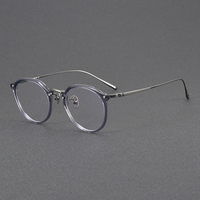Montura de Gafas Redondas N054 de Acetato y Titanio para Hombre y Mujer, Montura de Gafas Ópticas Retro Vintage, Gafas con Logotipo Personalizado