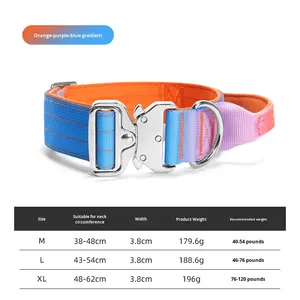 नई लक्जरी कस्टम थोक 9 प्रशिक्षण प्रतिबिंबित नायलॉन बड़े भारी शुल्क धीरे-धीरे हैंडल के साथ कुत्ते कॉलर - Product Image 5