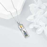 Bijoux fins, collier avec pendentif soleil montagne en argent sterling 925, incrustation de coquille d'ormeau naturelle