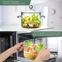 1.35L/1.5L/1.9L ODM OEM Panci Sup Kaca Borosilikat Transparan Berkualitas Tinggi, Kompatibel dengan Kompor Induksi, untuk Dapur Rumah Modern