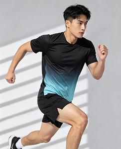 T-shirt da uomo a sublimazione, T-shirt da uomo con effetto sfumato, girocollo, manica corta, stile streetwear, atletica, ad asciugatura rapida, per palestra - Product Image 2