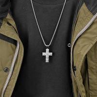 Pendentif croix en acier titane, collier tendance original pour homme de style chinois en acier inoxydable estampé et électroplaqué
