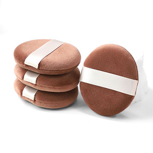 Pinkz Promoción Esponjas de Maquillaje Redondas Marrón Nude de Terciopelo Suave Personalizadas para Polvo y Maquillaje - Product Image 1