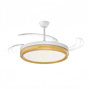Ventilateur de plafond Hc 42 pouces avec lumière LED, moteur DC, 3 pales, télécommande, design moderne, montage encastré, salon - Product Image 1