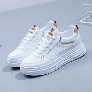 Zapatos de Mujer con Plataforma Blancos para Primavera, Verano y Otoño, Zapatos Planos de Cuero PU 2023, Nuevos Zapatos Joker con Plataforma Interna - Product Image 5