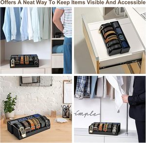 Màu đen 10 ngăn vành đai & <span class=keywords><strong>Tie</strong></span> lưu trữ vành đai tre tổ chức hộp - Product Image 3