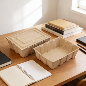 Minimalist <strong>Paper</strong> Pulp Storage Box for <strong>UK</strong> Eco-friendly Compostable Container Sustainable Molded Pulp Box for Germany Market - Product Image 1