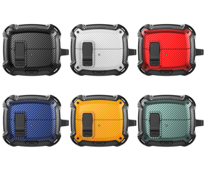 Nouveau étui de protection antichoc en silicone en fibre de carbone pour écouteurs <span class=keywords><strong>Samsung</strong></span> <span class=keywords><strong>Buds</strong></span> 3 Pro avec support de téléphone et verrouillage - Product Image 5