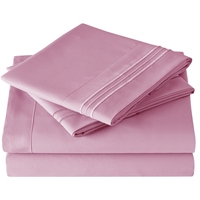 Parure de draps 4 pièces Queen Size à prix abordable, 90 g/m², 100 % microfibre polyester, broderie, rafraîchissante, respirante, poches profondes, certifiée Oeko-Tex