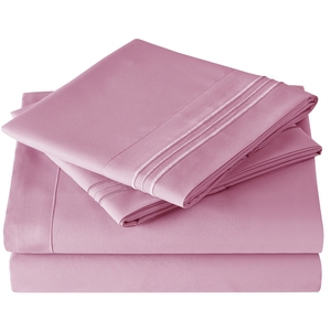Parure <span class=keywords><strong>de</strong></span> draps 4 pièces Queen Size à prix abordable, 90 g/m², 100 % microfibre polyester, broderie, rafraîchissante, respirante, poches profondes, certifiée Oeko-Tex - Product Image 1