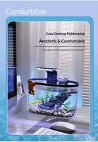 PAIPET 2026 Nouveau Modèle Petit Aquarium, Système Intégré de Filtration et d'Oxygénation, Aquarium de Bureau en Plastique