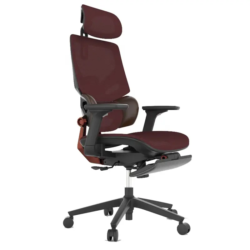 Silla de trabajo ergonómica de lujo con espalda alta, silla de oficina de malla con reposapiés