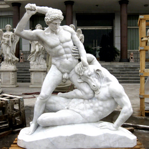 QUYANG-escultura de piedra de <span class=keywords><strong>dios</strong></span> griego para decoración de jardín, estatua de mármol, <span class=keywords><strong>Hercules</strong></span> y Minotauro, tamaño real - Product Image 1