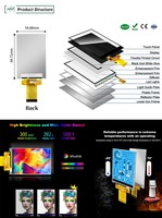 شاشة Polcd مقاس 3.5 بوصة بواجهة MCU SPI من نوع ILI9488 مع لوحة لمس مقاومة بدقة 320*480، شاشة LCD IPS مقاس 3.5 بوصة.
