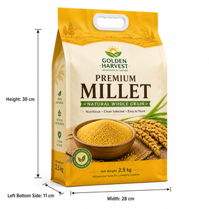 Sachet plat refermable personnalisé <span class=keywords><strong>de</strong></span> qualité alimentaire, résistant à l'humidité, avec fermeture éclair, pour <span class=keywords><strong>millet</strong></span>, riz et céréales, à 8 soudures latérales - Product Image 5