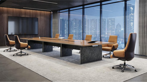 Table de conférence modulaire convertible personnalisée, moderne, luxueuse, de haute qualité, en panneaux de bois, 10 places - Product Image 3