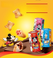 Galletas Chinas con Sabores Dulces y Salados, Rellenos de Crema de Chocolate y Fresa, Empaque en Caja, Forma Cuadrada