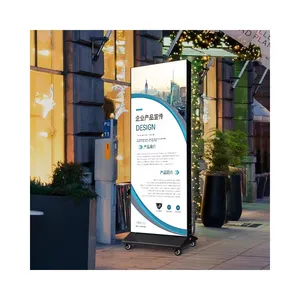 Luminous stand movable LED double-sided vertical frameless soft film fabric light box battery powered billboard display